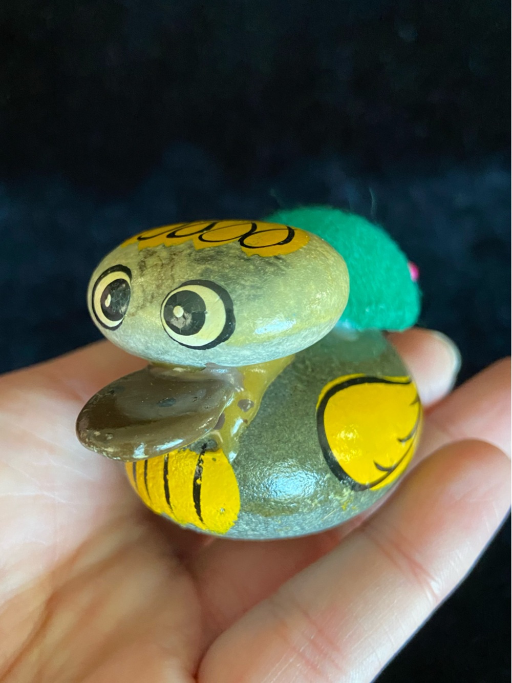 Vintage 1980s Rock Duck Hand Painted Pincushion HTF Yellow Cute EUC Sewing Craft